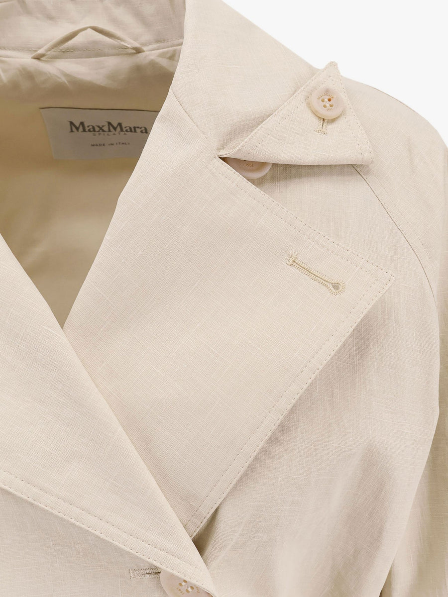 MAX MARA Ronco max mara sfilata coated linen trench リネン Long linen cloth trench coat, beige | 